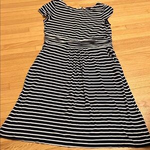 Boden navy and White Striped Dress